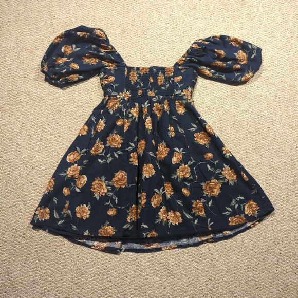 Abercrombie Fitch The A&F Emerson Linen Blend Puff Sleeve Mini Dress XS Floral - Picture 4 of 6